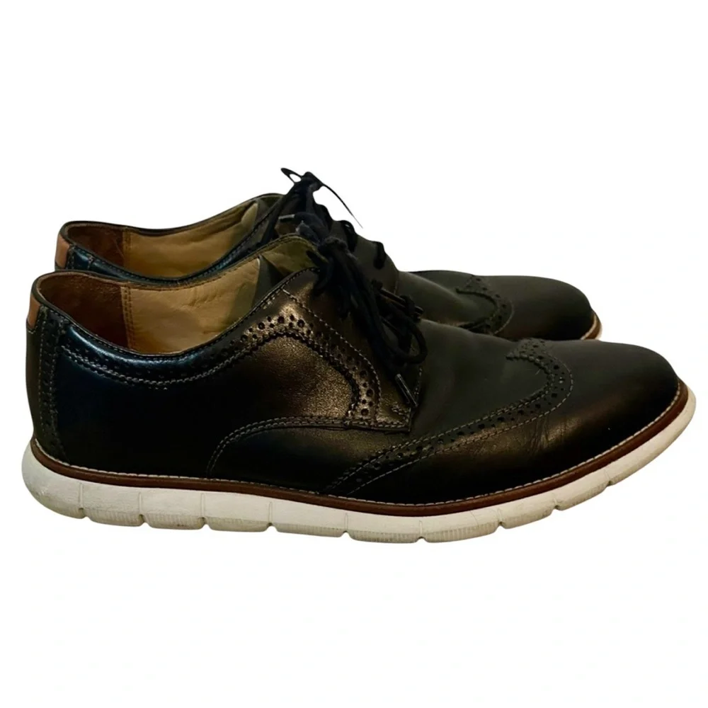Johnston Murphy Men's Leather Holden Wingtip Oxford Black Full‎ Grain Size 9W
